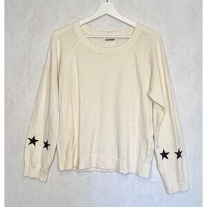 Monrow Shirt Womens Ivory Star Print Cuffs Sweatshirt Basic Lounge Casual M